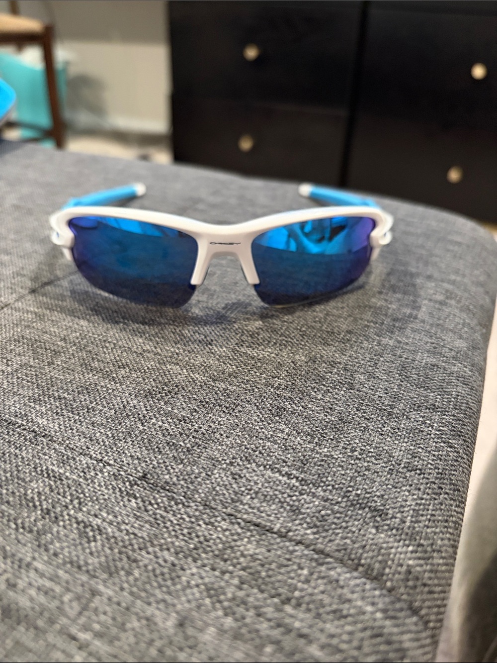 Oakley Kids White Frame Blue Mirror Sport Sunglasses